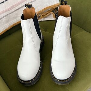 Dr. Martens White Leather Ankle Boots